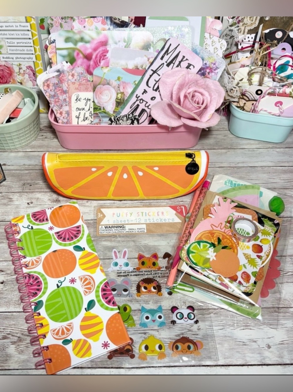 Summer Fruit Themed Junk Journal Kit Planner Decor Scrapbook Lot Spring Ephemera